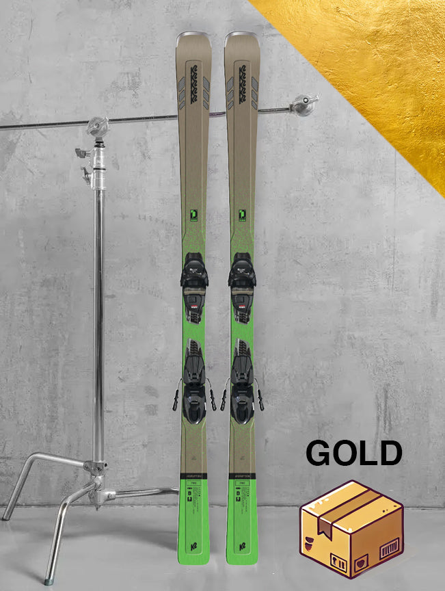 Herre Carving ski inklusiv skistave / GULD pakke