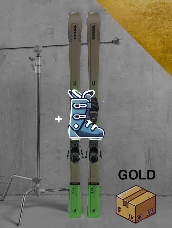 Herre Carving ski inklusiv skistave / GULD pakke