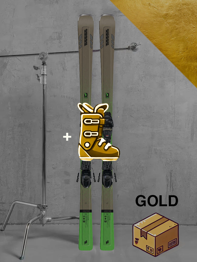 Herre Carving ski inklusiv skistave / GULD pakke