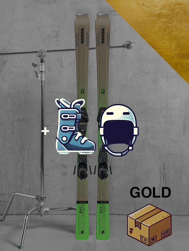 Herre Carving ski inklusiv skistave / GULD pakke