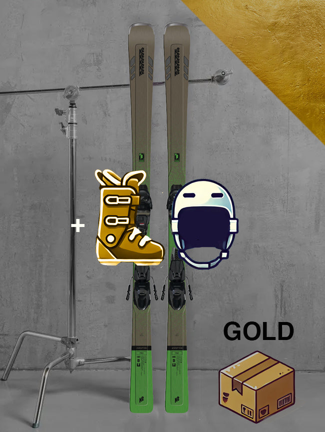 Herre Carving ski inklusiv skistave / GULD pakke