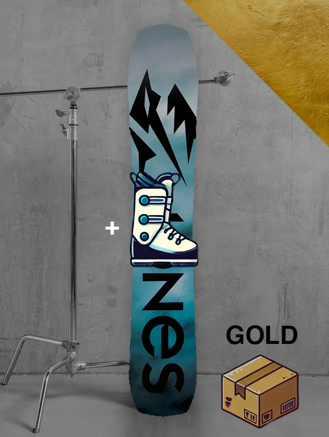 Dame backcountry snowboard inklusiv bindinger / GULD pakke