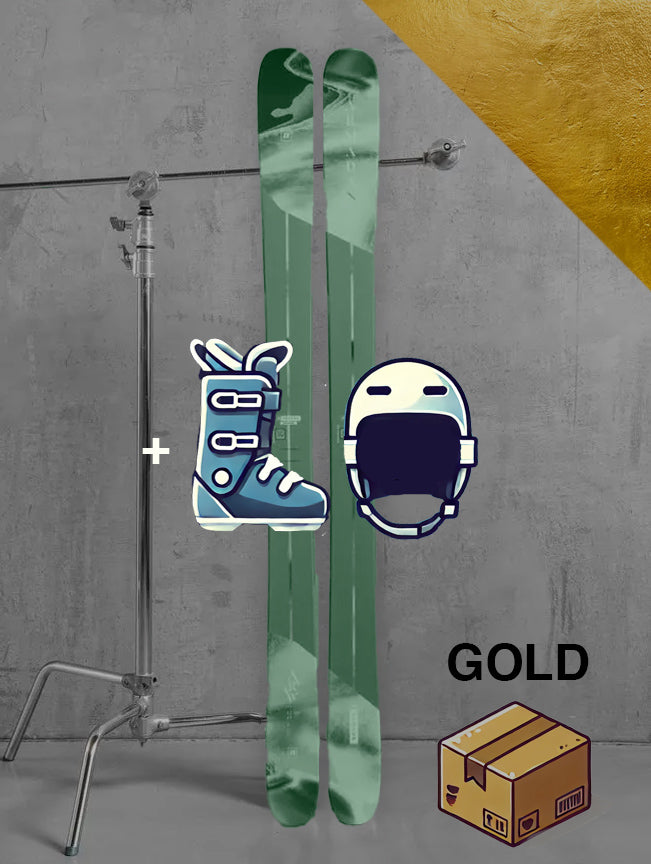 Dame Freestyle / twintip ski inklusiv skistave / GULD pakke