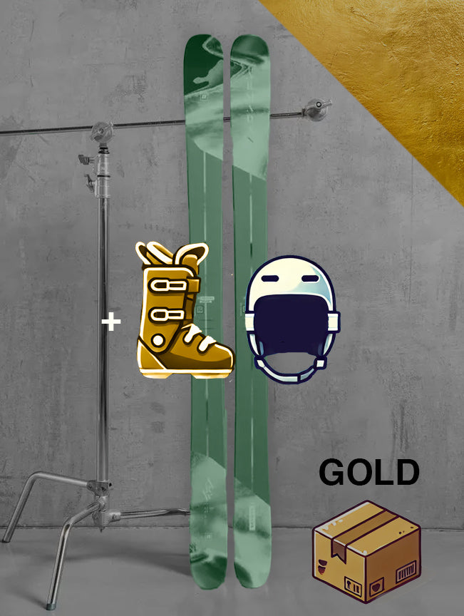 Dame Freestyle / twintip ski inklusiv skistave / GULD pakke
