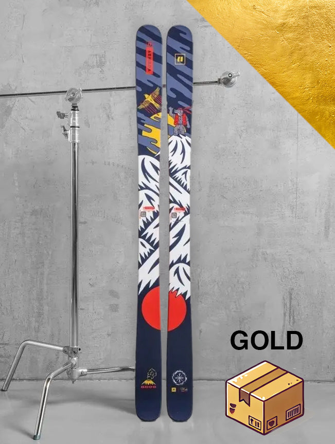 Herre Freestyle / twintip ski inklusiv skistave / GULD pakke