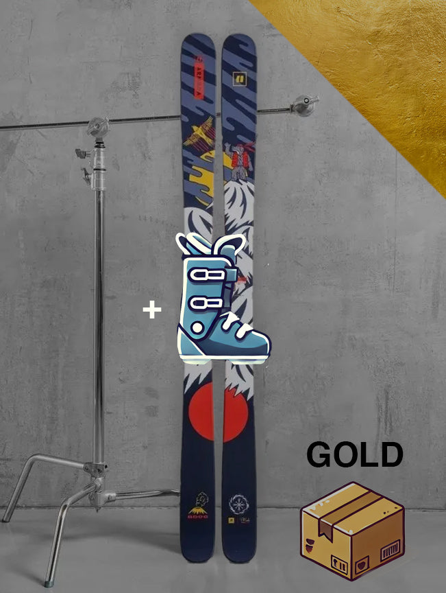 Herre Freestyle / twintip ski inklusiv skistave / GULD pakke