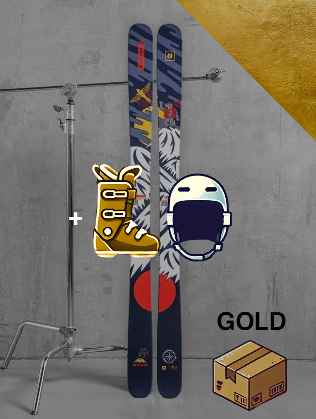 Herre Freestyle / twintip ski inklusiv skistave / GULD pakke