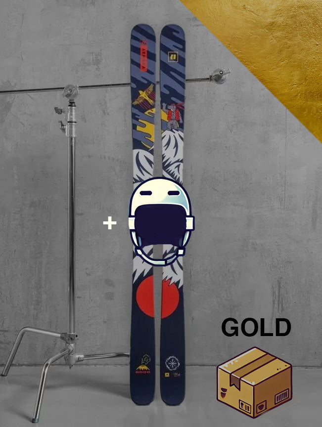 Herre Freestyle / twintip ski inklusiv skistave / GULD pakke