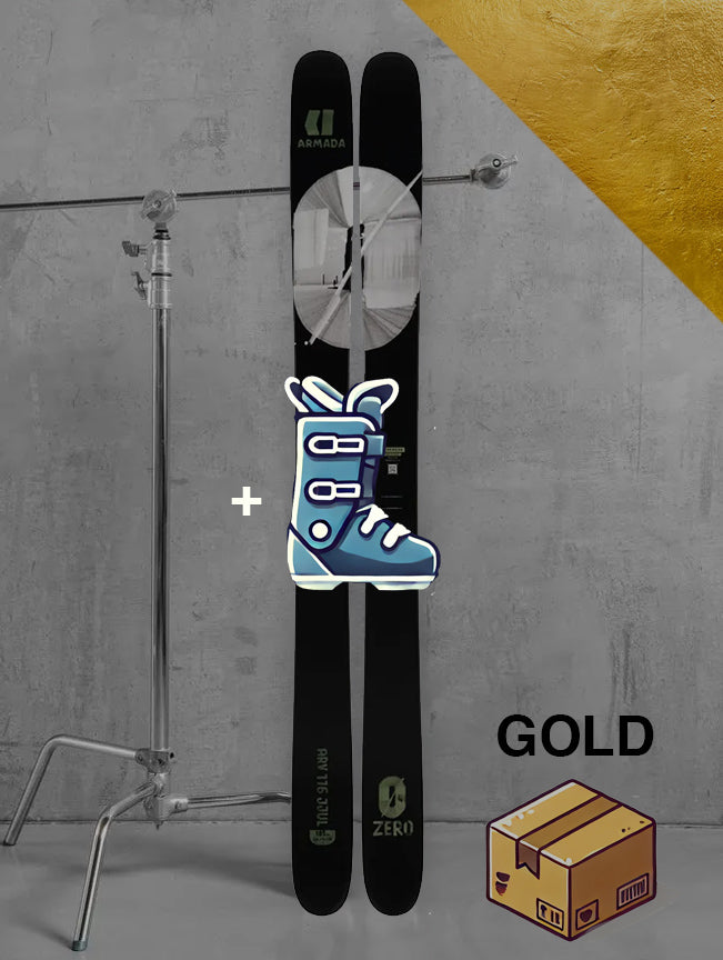 Herre freeride ski inklusiv skistave / GULD pakke