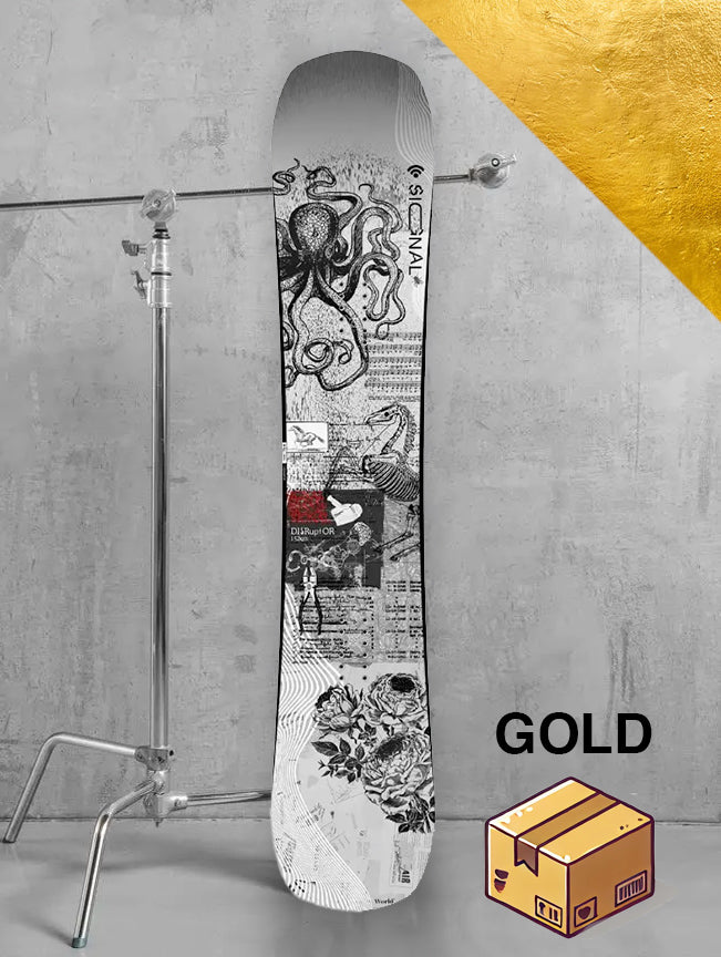 Dame park snowboard inklusiv bindinger / GULD pakke