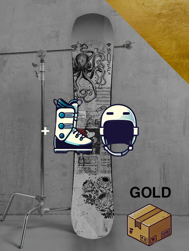 Dame park snowboard inklusiv bindinger / GULD pakke