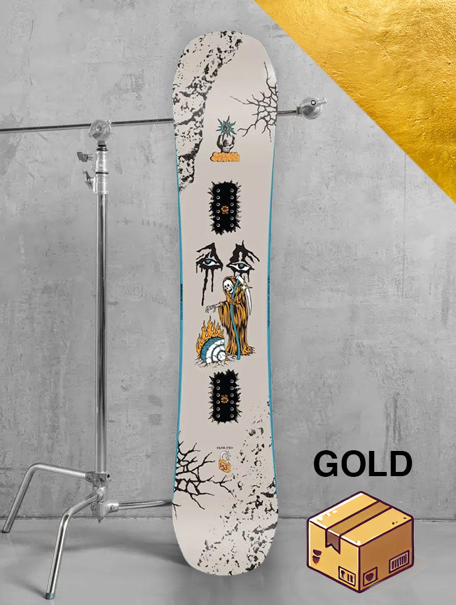 Herre park snowboard inklusiv bindinger / GULD pakke