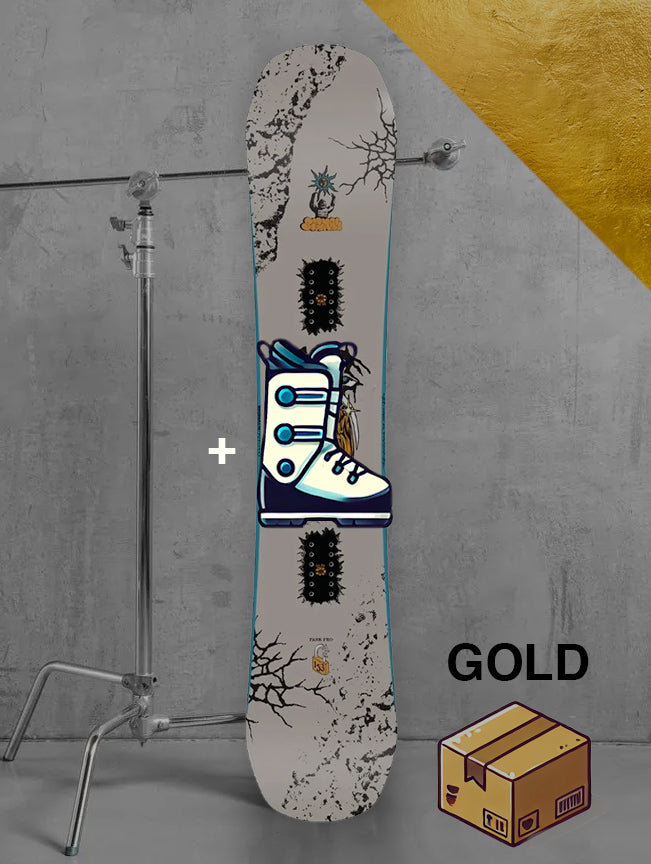 Herre park snowboard inklusiv bindinger / GULD pakke