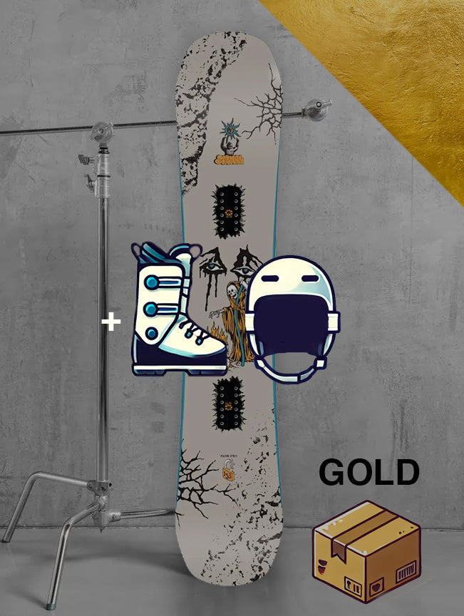 Herre park snowboard inklusiv bindinger / GULD pakke