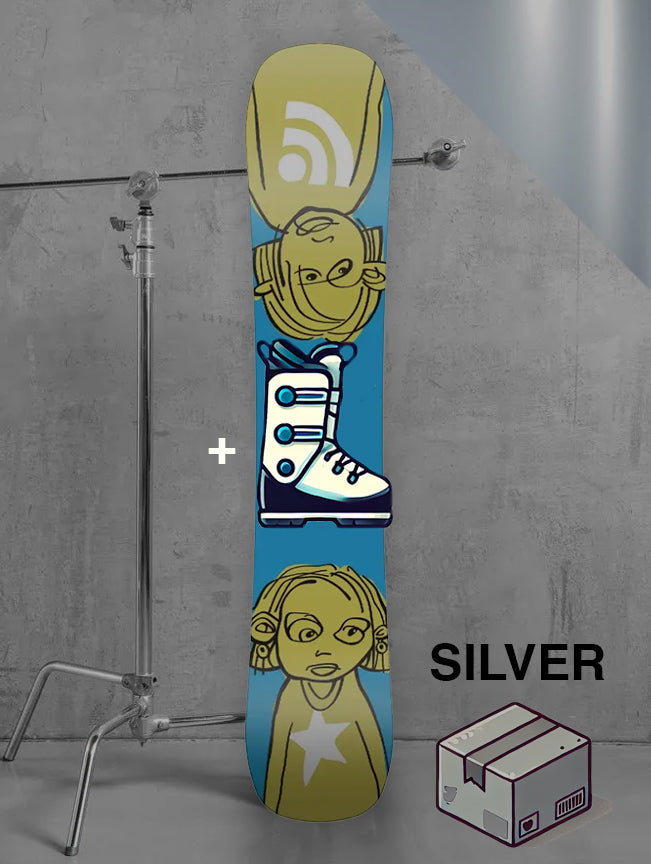 Herre park snowboard inklusiv bindinger / SØLV pakke