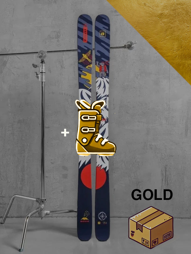 Herre Freestyle / twintip ski inklusiv skistave / GULD pakke