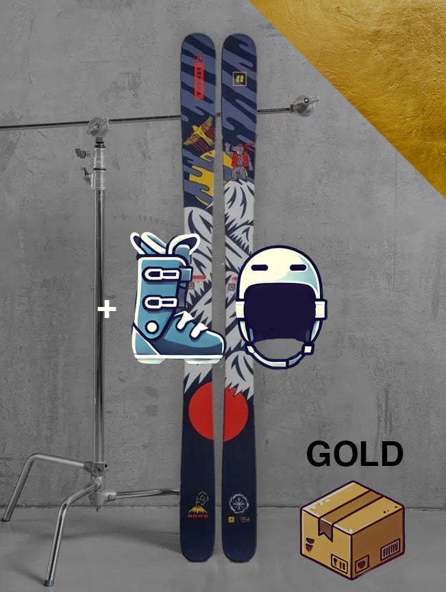 Herre Freestyle / twintip ski inklusiv skistave / GULD pakke